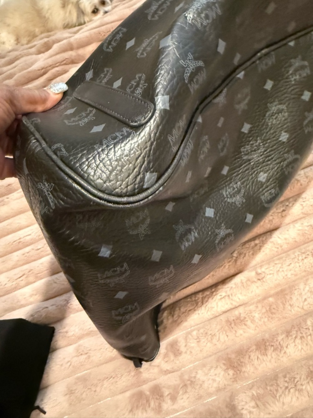 MCM Black Monogram Reversible Leather Tote - Picture 7 of 9